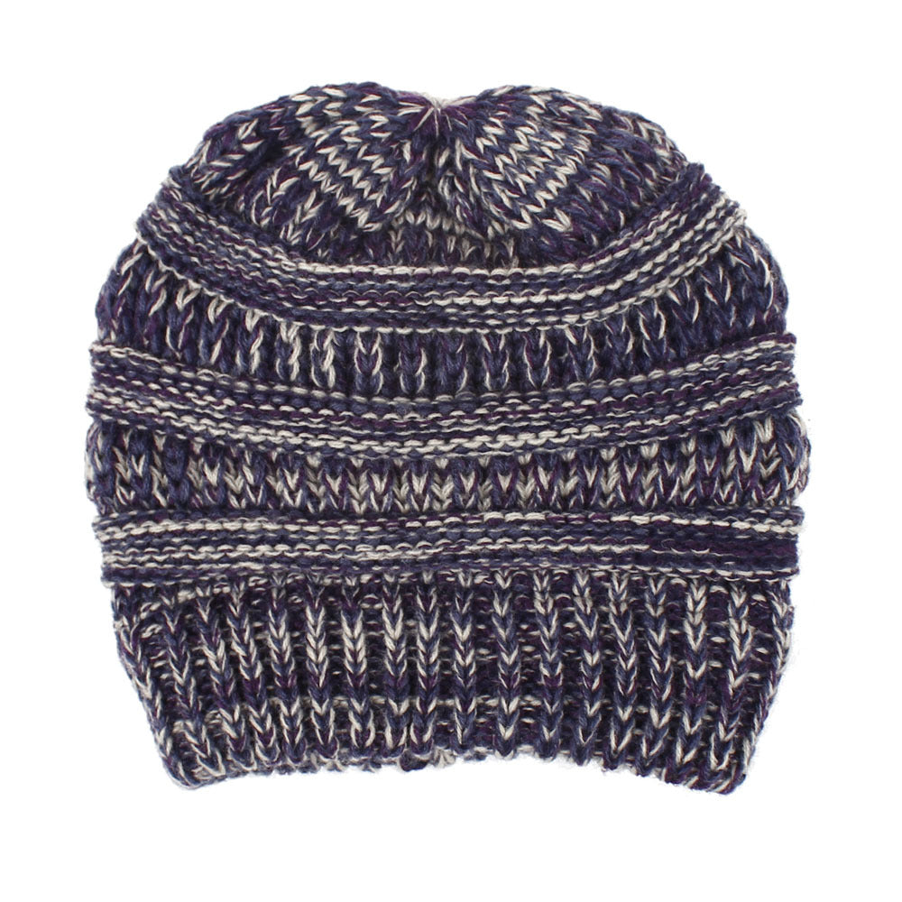 Wholesale Mixed Color Knitted Acrylic Beanie Women's Ponytail Hat